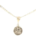 925 Ayar Gümüş Bereket Sembolü Madalyon Kolye, Sarı thumbnail 7