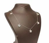 925 Ayar Gümüş 5 li Yıldız Kolye, Beyaz thumbnail 1