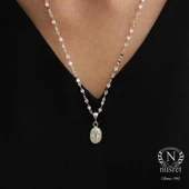 925 Ayar Gümüş Melek Madalyon Kolye thumbnail 1