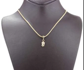 925 Ayar Gümüş Kadın Madalyon Kolye , Sarı thumbnail 3