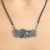 29 Ekim Özel Türkiye Haritası Cumhuriyet Gümüş Kolye, Siyah thumbnail 1