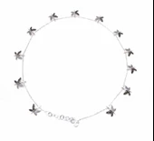 925 Ayar Gümüş 12 Kelebekli Halhal Bileklik, Beyaz - Siyah Taş thumbnail 2