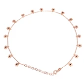 925 Ayar Gümüş 17 Kar Tanesi Halhal Bileklik, Pembe - Siyah Taş thumbnail 1