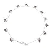 925 Ayar Gümüş 12 Kelebekli Halhal Bileklik, Beyaz - Siyah Taş thumbnail 1