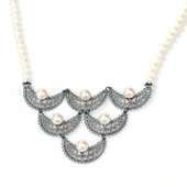 925 Ayar Gümüş İnci Taşlı Telkari Kolye thumbnail 3