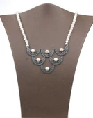 925 Ayar Gümüş İnci Taşlı Telkari Kolye thumbnail 2