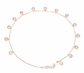 925 Ayar Gümüş 12 Taşlı Pembe Halhal Bileklik, Beyaz Taş thumbnail 2