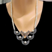 925 Ayar Gümüş İnci Taşlı Telkari Kolye thumbnail 1