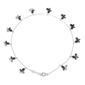 925 Ayar Gümüş Halhal Bileklik 12 Kelebekli, Beyaz - Siyah Taş thumbnail 1