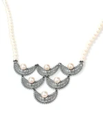 925 Ayar Gümüş İnci Taşlı Telkari Kolye thumbnail 4