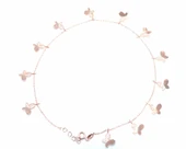 925 Ayar Rose Gümüş 12 Kelebekli Halhal Bileklik, Beyaz Taş thumbnail 2