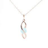 925 Ayar Gümüş Buzlu Akuamarin Taşlı Sonsuzluk Model Kolye thumbnail 2