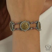 925 Ayar Gümüş ve Bronz Karışımı Paralı Antik Bizans Bileklik thumbnail 1