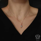 925 Ayar Gümüş Buzlu Akuamarin Taşlı Sonsuzluk Model Kolye thumbnail 4