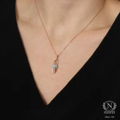 925 Ayar Gümüş Buzlu Akuamarin Taşlı Sonsuzluk Model Kolye thumbnail 1