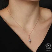 925 Ayar Gümüş Buzlu Akuamarin Taşlı Sonsuzluk Model Kolye thumbnail 5