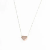 925 Ayar Gümüş Minik Kalp Kolye, Beyaz - Pembe thumbnail 4