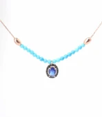 925 Ayar Gümüş Safir ve Firuze Taşlı Kolye thumbnail 6