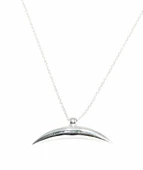 925 Ayar Gümüş Yarım Hilal Kolye, Beyaz thumbnail 3