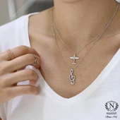 925 Ayar Gümüş Sol Anahtarı Modeli Kolye thumbnail 2