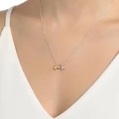 925 Ayar Gümüş Minik Yıldız ve Kalp Kolye thumbnail 1