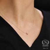 925 Ayar Gümüş Minik Kalp Kolye, Beyaz - Pembe thumbnail 5