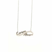 925 Ayar Gümüş Canım Annem Sonsuzluk Kolye, Beyaz - Beyaz Taş thumbnail 5