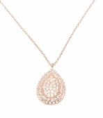 925 Ayar Gümüş Damla ve Taşlı Kolye, Pembe - Beyaz Taş thumbnail 3