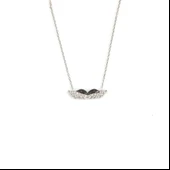 925 Ayar Gümüş Melek Kanadı Kolye, Beyaz - Beyaz Taş thumbnail 1