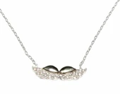 925 Ayar Gümüş Melek Kanadı Kolye, Beyaz - Beyaz Taş thumbnail 2