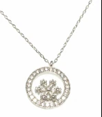 925 Ayar Gümüş Çemberli Minik Kar Tanesi Kolye, Beyaz - Beyaz Taş thumbnail 2