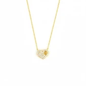 925 Ayar Gümüş Kalp Anahtar Deliği Kolye, Beyaz Taş thumbnail 5