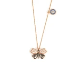 925 Ayar Gümüş Kelebek ve Nazar Boncuğu Kolye, Pembe, Beyaz ve Mavi Taş thumbnail 1