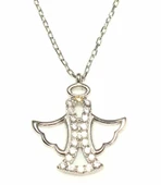 925 Ayar Gümüş Melek Kolye, Beyaz - Beyaz Taş thumbnail 2