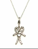 925 Ayar Gümüş Birlikte Atan Kalp Kolye, Beyaz - Beyaz Taş thumbnail 6