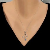 925 Ayar Gümüş Nazar boncuklu Kelebek Kolye, Beyaz - Beyaz Taş thumbnail 1