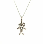 925 Ayar Gümüş Birlikte Atan Kalp Kolye, Beyaz - Beyaz Taş thumbnail 5