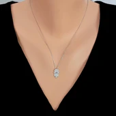 925 Ayar Gümüş Fatma Eli Kolye, Beyaz thumbnail 1