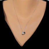 925 Ayar Gümüş Lale Vav Kolye, Beyaz Siyah - Beyaz Taş thumbnail 1