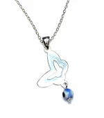 925 Ayar Gümüş Nazar Boncuklu Kelebek Kolye, Beyaz thumbnail 4