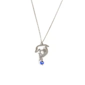 925 Ayar Gümüş Nazar Boncuklu Yunus Kolye, Beyaz thumbnail 2