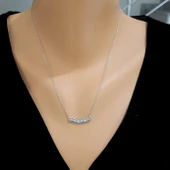 925 Ayar Gümüş Taşlı Kolye, Beyaz - Beyaz Sarı Taş thumbnail 1