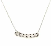 925 Ayar Gümüş Taşlı Kolye, Beyaz - Beyaz Siyah Taş thumbnail 3