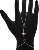 925 Ayar Gümüş Kırlangıçlı Şahmeran Bileklik, Beyaz - Siyah thumbnail 1