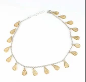 925 Ayar Gümüş 18 adet Damla Telkari Halhal Bileklik thumbnail 2