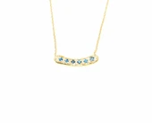 925 Ayar Gümüş Taşlı Kolye, Sarı - Mavi Beyaz Taş thumbnail 3