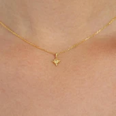 925 Ayar Gümüş Kutup Yıldızı Kolye, Sarı thumbnail 1