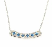 925 Ayar Gümüş Taşlı Kolye, Beyaz - Mavi Sarı Taş thumbnail 3