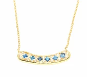 925 Ayar Gümüş Taşlı Kolye, Sarı - Mavi Beyaz Taş thumbnail 4