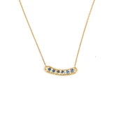 925 Ayar Gümüş Taşlı Kolye, Sarı - Mavi Beyaz Taş thumbnail 2